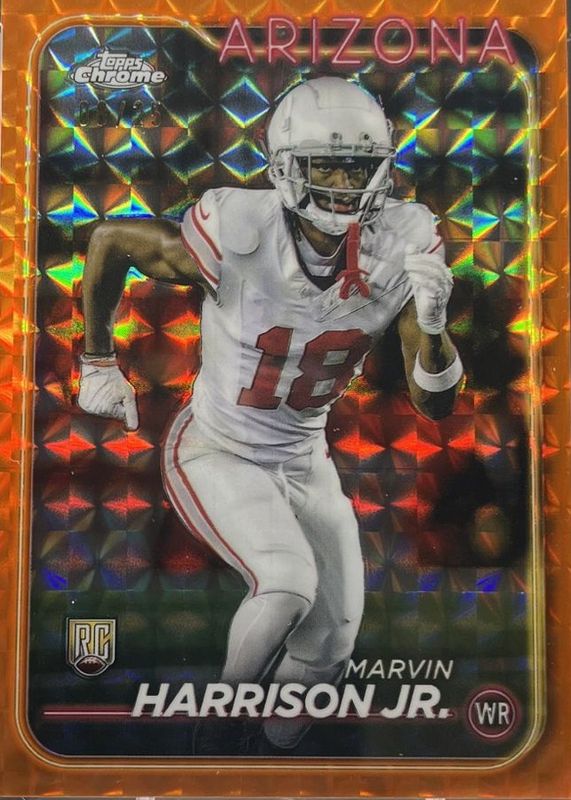 Marvin Harrison Jr. 2024 Topps Chrome #204 Orange Geometric Refractor /25 Rookie RAW