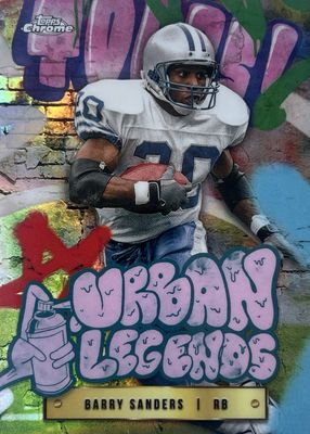 Barry Sanders Photo And Signed Card Framed