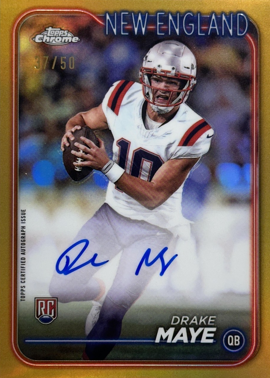 Drake Maye 2024 Topps Chrome #RA-DMA Rookie Auto - Gold Refractor /50 ...