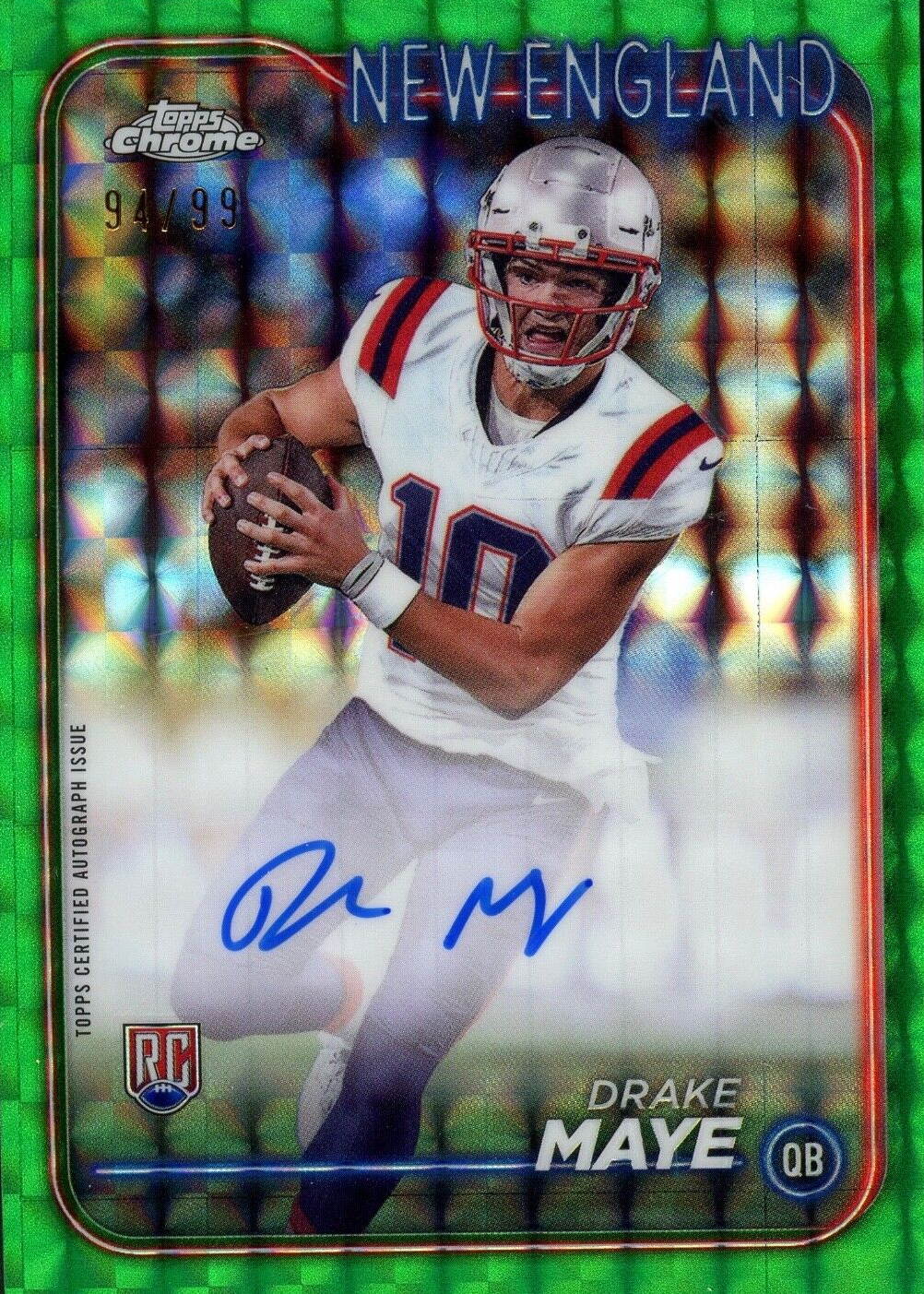 Drake Maye 2024 Topps Chrome #RA-DMA Rookie Auto - Green Geometric ...