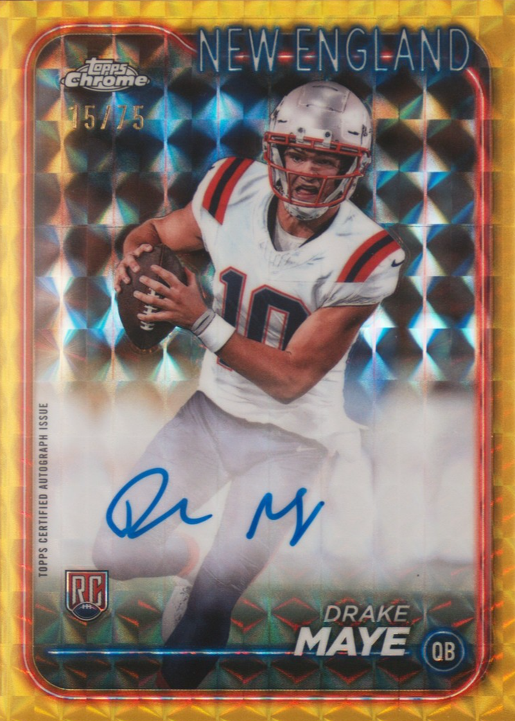 Drake Maye 2024 Topps Chrome #RA-DMA Rookie Auto - Yellow Geometric ...