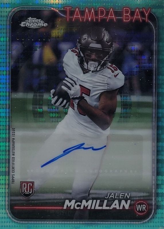 Jalen McMillan 2024 Topps Chrome #RA-JM Rookie Auto - Aqua Sonar Refractor /199 RAW
