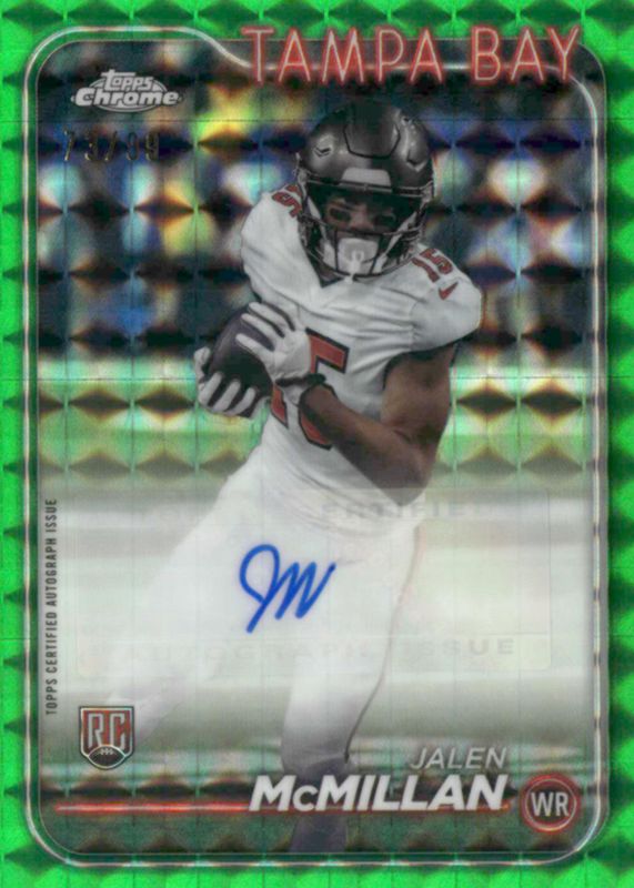 Jalen McMillan 2024 Topps Chrome #RA-JM Rookie Auto - Green Geometric Refractor /99 RAW