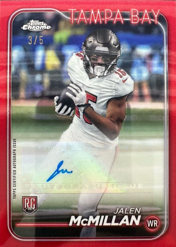 Jalen McMillan 2024 Topps Chrome #RA-JM Rookie Auto - Red Refractor /5 RAW