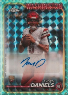 Jayden Daniels 2024 Topps Chrome #RA-JDA Rookie Auto - Aqua