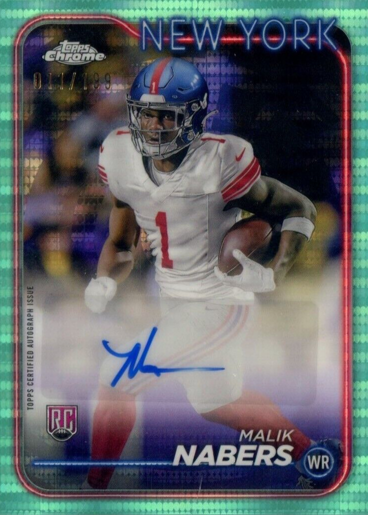 Malik Nabers 2024 Topps Chrome #RA-MNA Rookie Auto - Aqua Sonar ...