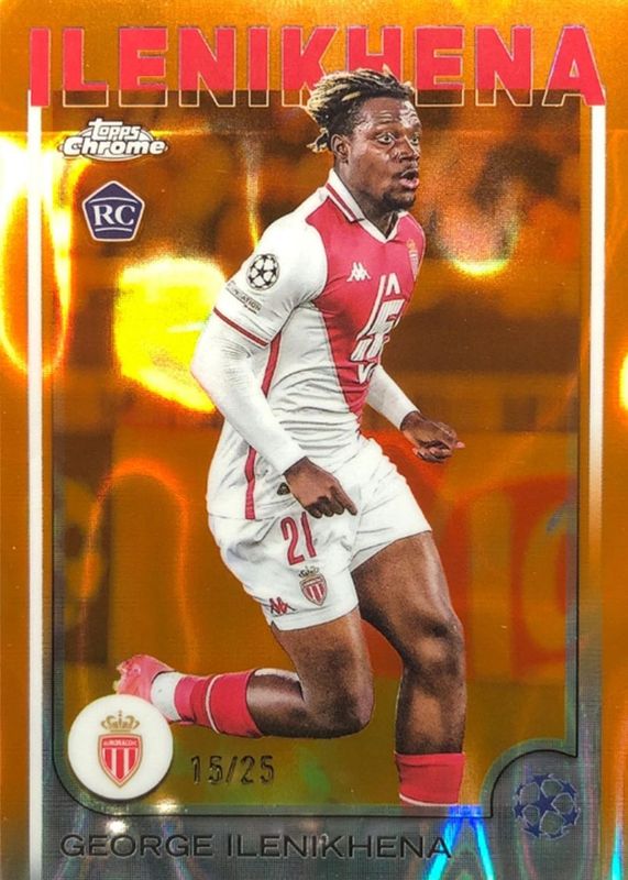 George Ilenikhena 2024 Topps Chrome UEFA Club Competitions #185 Orange Lava Refractor /25 Rookie RAW