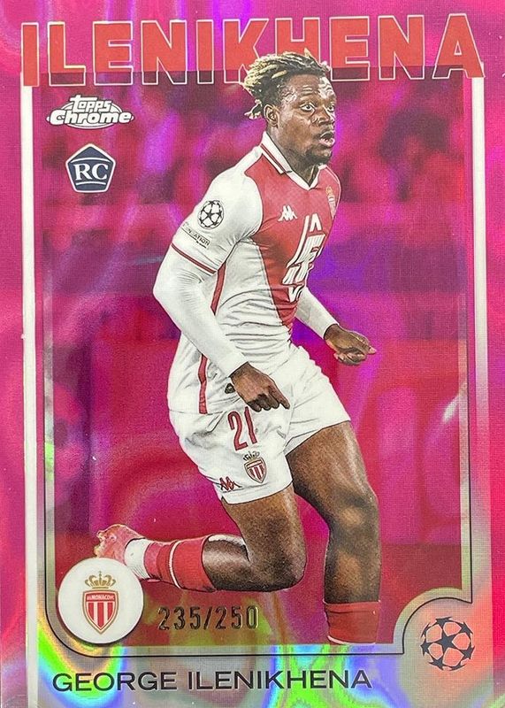 George Ilenikhena 2024 Topps Chrome UEFA Club Competitions #185 Pink Lava Refractor /250 Rookie RAW