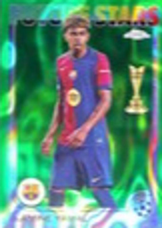 Lamine Yamal 2024 Topps Chrome UEFA Club Competitions #27 Green Lava Refractor /99 RAW