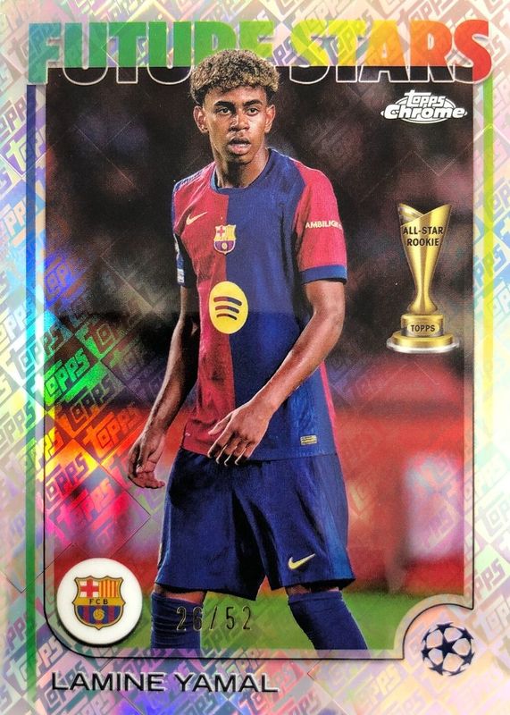 Lamine Yamal 2024 Topps Chrome UEFA Club Competitions #27 Toppsfractor /52 RAW