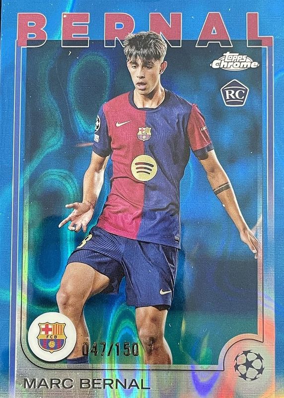 Marc Bernal 2024 Topps Chrome UEFA Club Competitions #39 Blue Lava Refractor /150 Rookie RAW