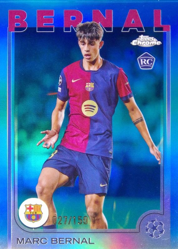 Marc Bernal 2024 Topps Chrome UEFA Club Competitions #39 Blue Refractor /150 Rookie RAW