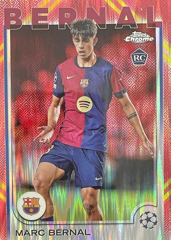 Marc Bernal 2024 Topps Chrome UEFA Club Competitions #39 Hongbao Red Refractor Rookie RAW
