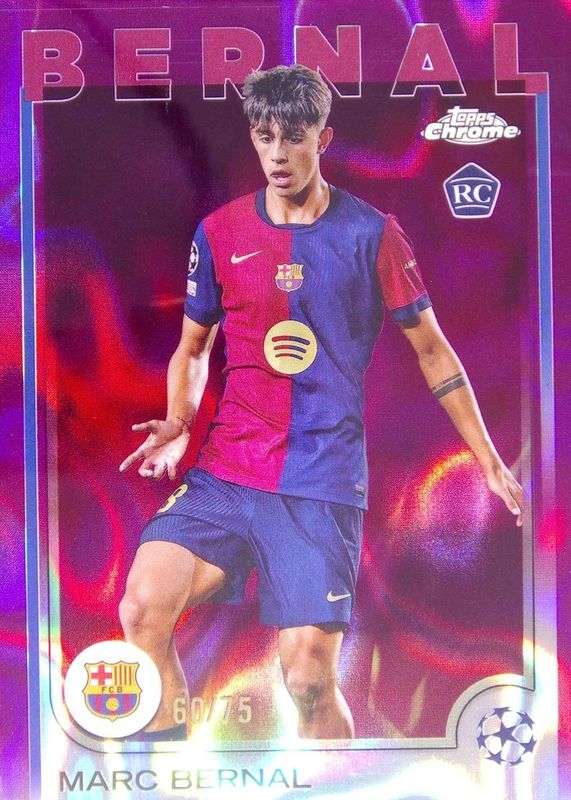 Marc Bernal 2024 Topps Chrome UEFA Club Competitions #39 Magenta Lava Refractor /75 Rookie RAW