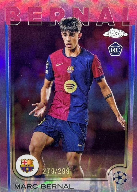 Marc Bernal 2024 Topps Chrome UEFA Club Competitions #39 Violet Refractor /299 Rookie RAW