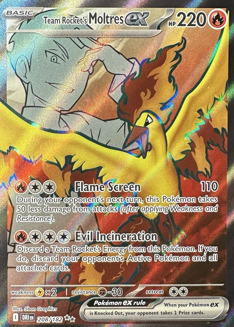 pokemon moltres ex card Pokemon: Team Rockets Ultra Premium Collection Box Double Infinity Gaming proof acrylic case and featuring a striking image of the captivating character 2025 Pokemon Dri En-destined Rivals