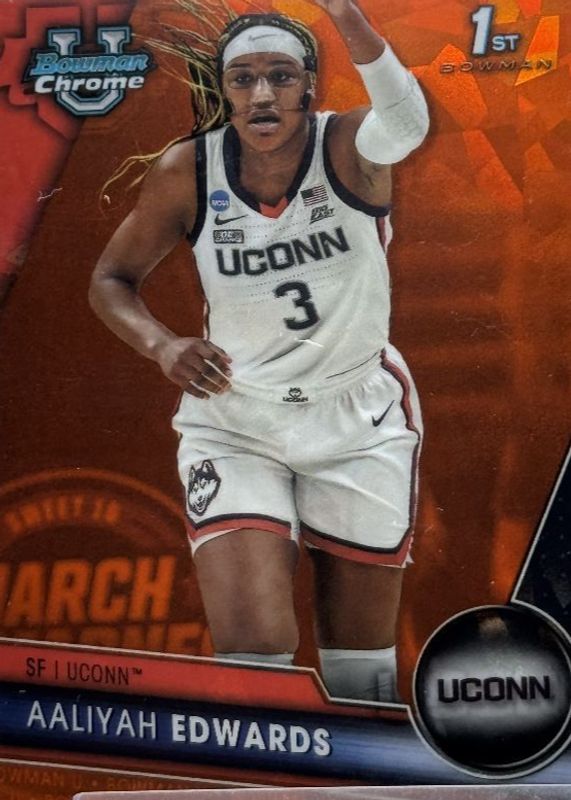 Aaliyah Edwards 2023 Bowman Chrome University Sapphire Edition #19 Orange /25 (1st) RAW