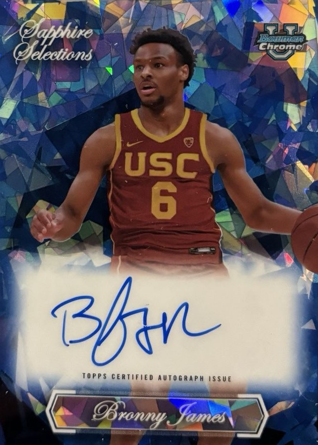 Bronny James Jr. 2023 Bowman Chrome University Sapphire Edition