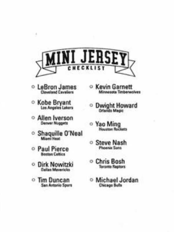 2007 Upper Deck Mini Jerseys Checklist