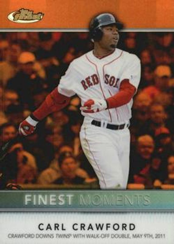 Carl Crawford 2011 Topps Finest #FM2 Moments Orange Refractor RAW