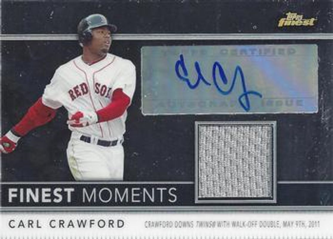 Carl Crawford 2011 Topps Finest #FMA2 Moments Relic Autographs /274 RAW