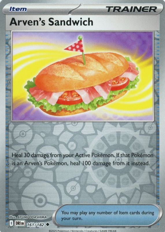 Arven's Sandwich 2025 Scarlet & Violet: Destined Rivals #161/182 Reverse Holo RAW TCG (LIGHTLY PLAYED)