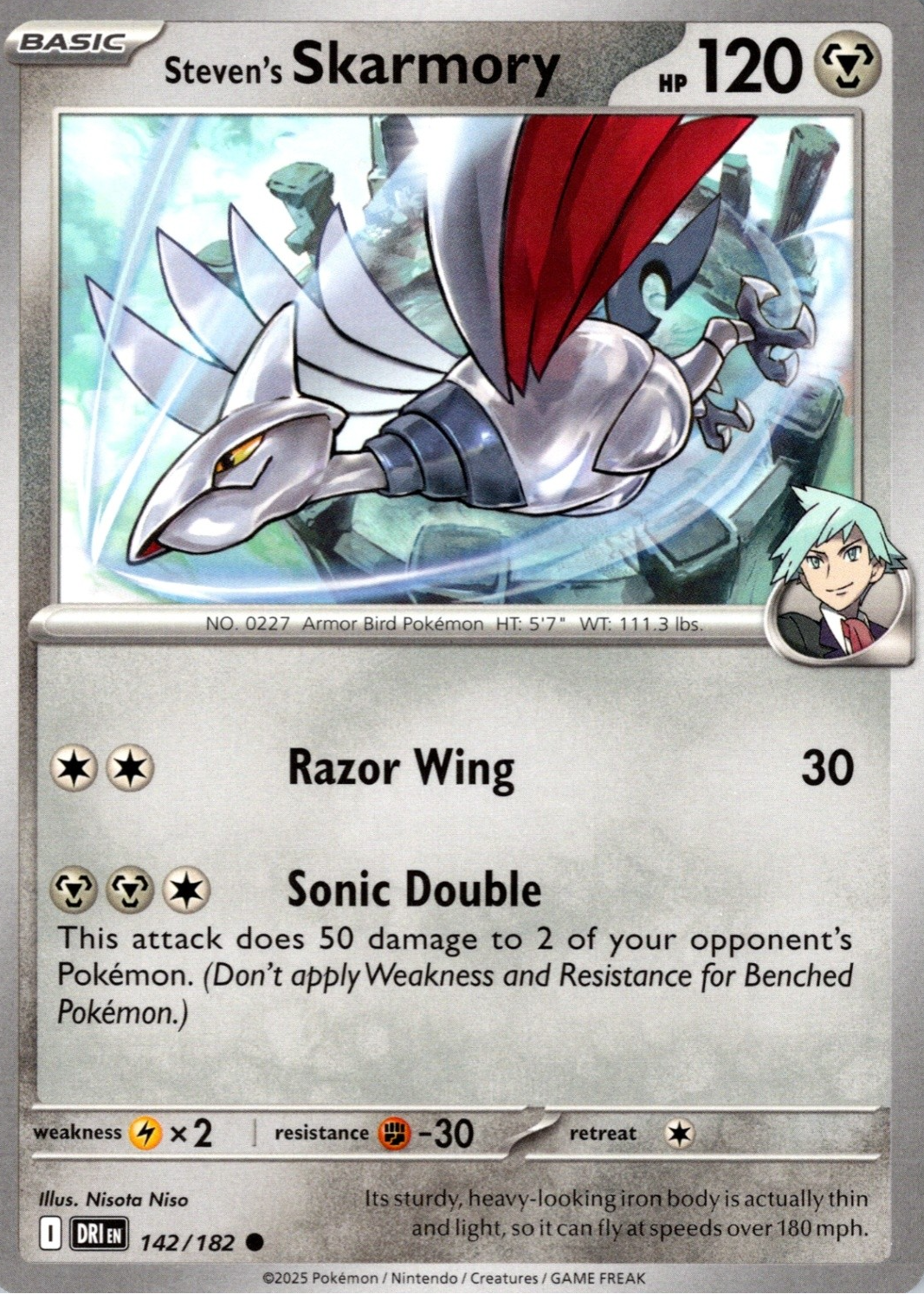 Steven's Skarmory 2025 Scarlet & Violet: Destined Rivals #142/182 Base ...