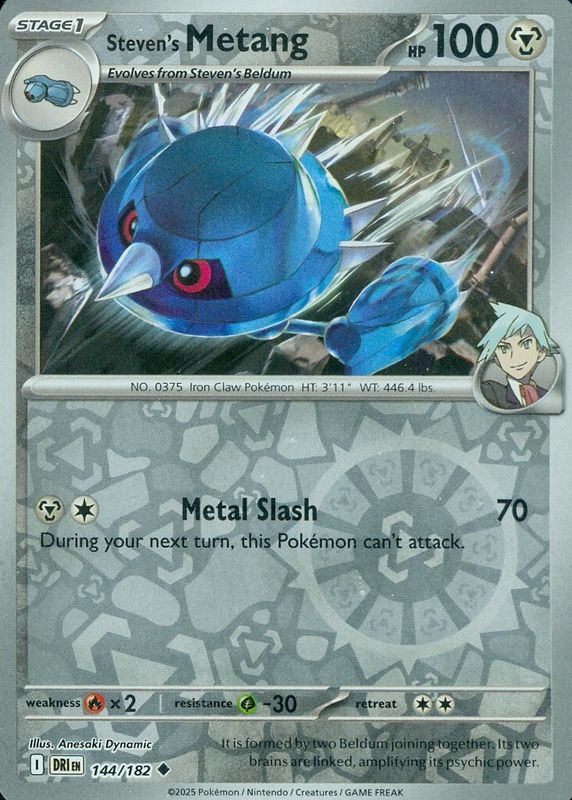 Steven's Metang 2025 Scarlet & Violet: Destined Rivals #144/182 Reverse Holo RAW TCG (LIGHTLY PLAYED)