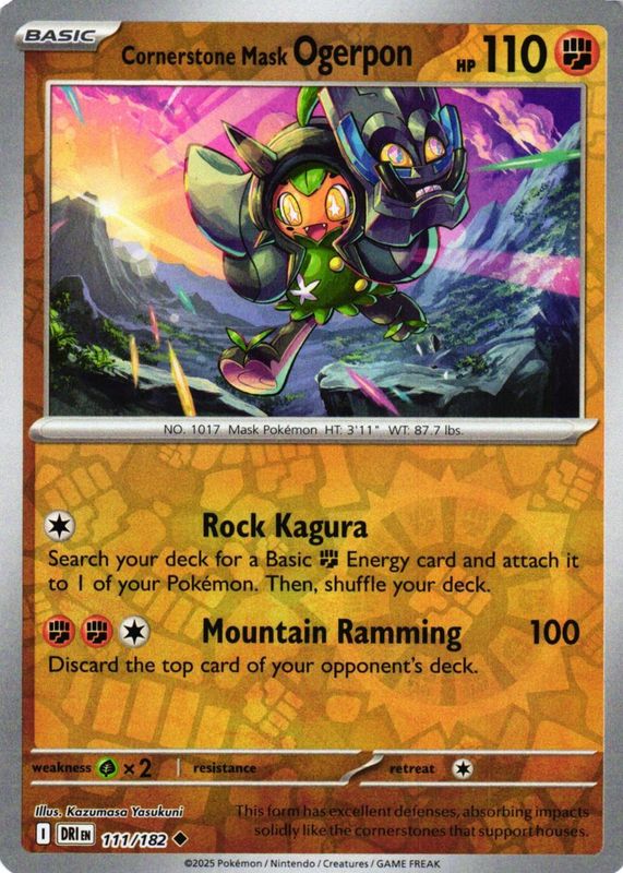 Cornerstone Mask Ogerpon 2025 Scarlet & Violet: Destined Rivals #111/182 Base RAW TCG (LIGHTLY PLAYED)