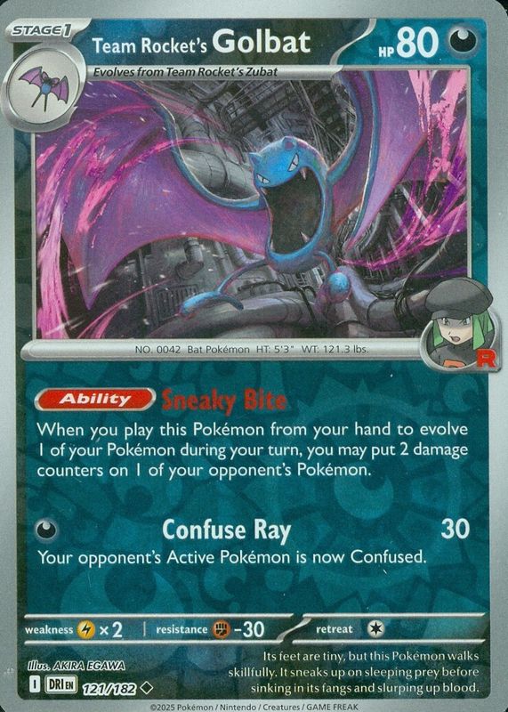 Team Rocket's Golbat 2025 Scarlet & Violet: Destined Rivals #121/182 Reverse Holo RAW TCG (NEAR MINT)