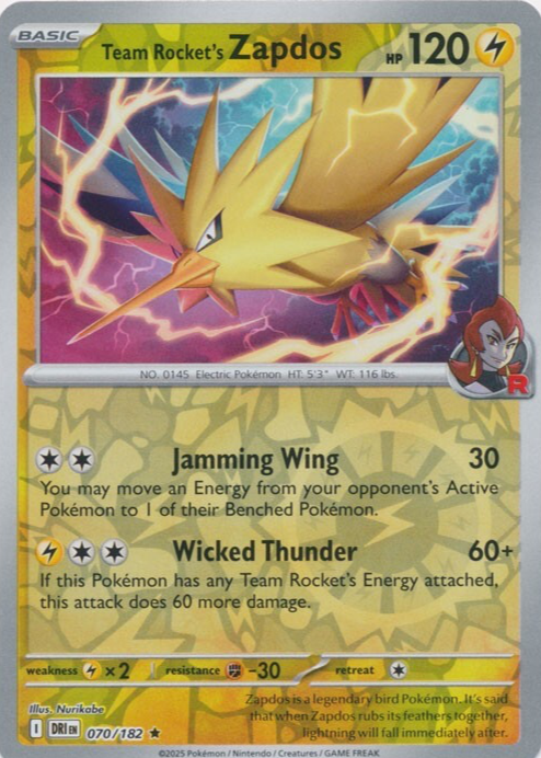 Team Rocket's Zapdos 2025 Scarlet & Violet: Destined Rivals #070