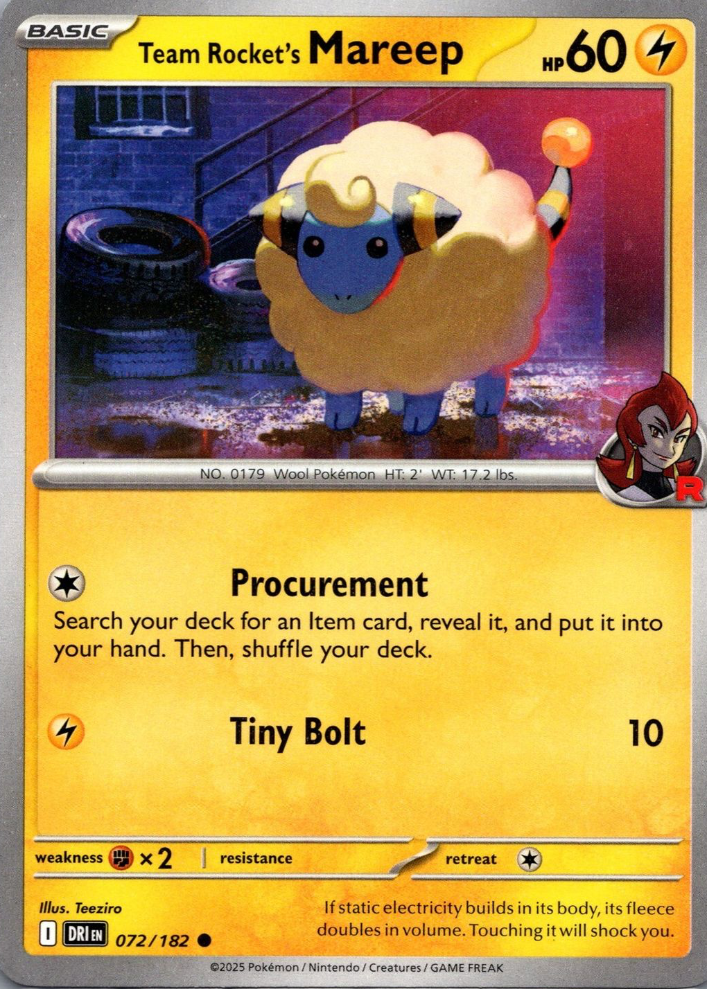 Team Rocket's Mareep 2025 Scarlet & Violet: Destined Rivals #072/182 ...