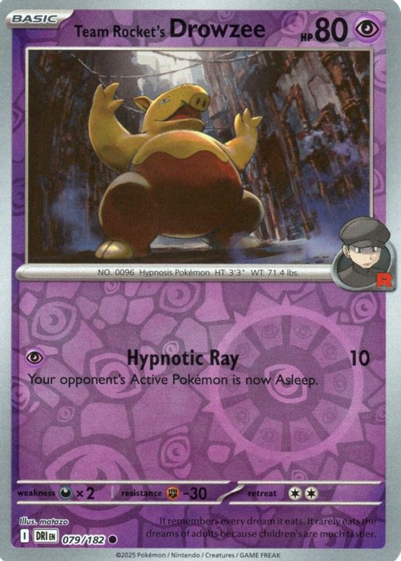 Team Rocket's Drowzee 2025 Scarlet & Violet: Destined Rivals #079/182 Reverse Holo RAW TCG (NEAR MINT)