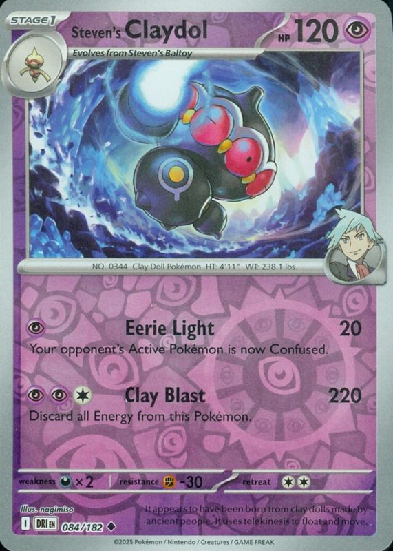 Steven's Claydol 2025 Scarlet & Violet: Destined Rivals #084/182 Reverse Holo RAW TCG (LIGHTLY PLAYED)