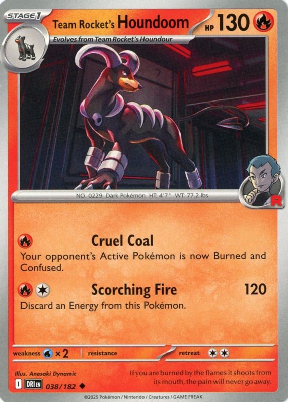 Team Rocket's Houndoom 2025 Scarlet & Violet: Destined Rivals #038/182 Base RAW TCG (LIGHTLY PLAYED)