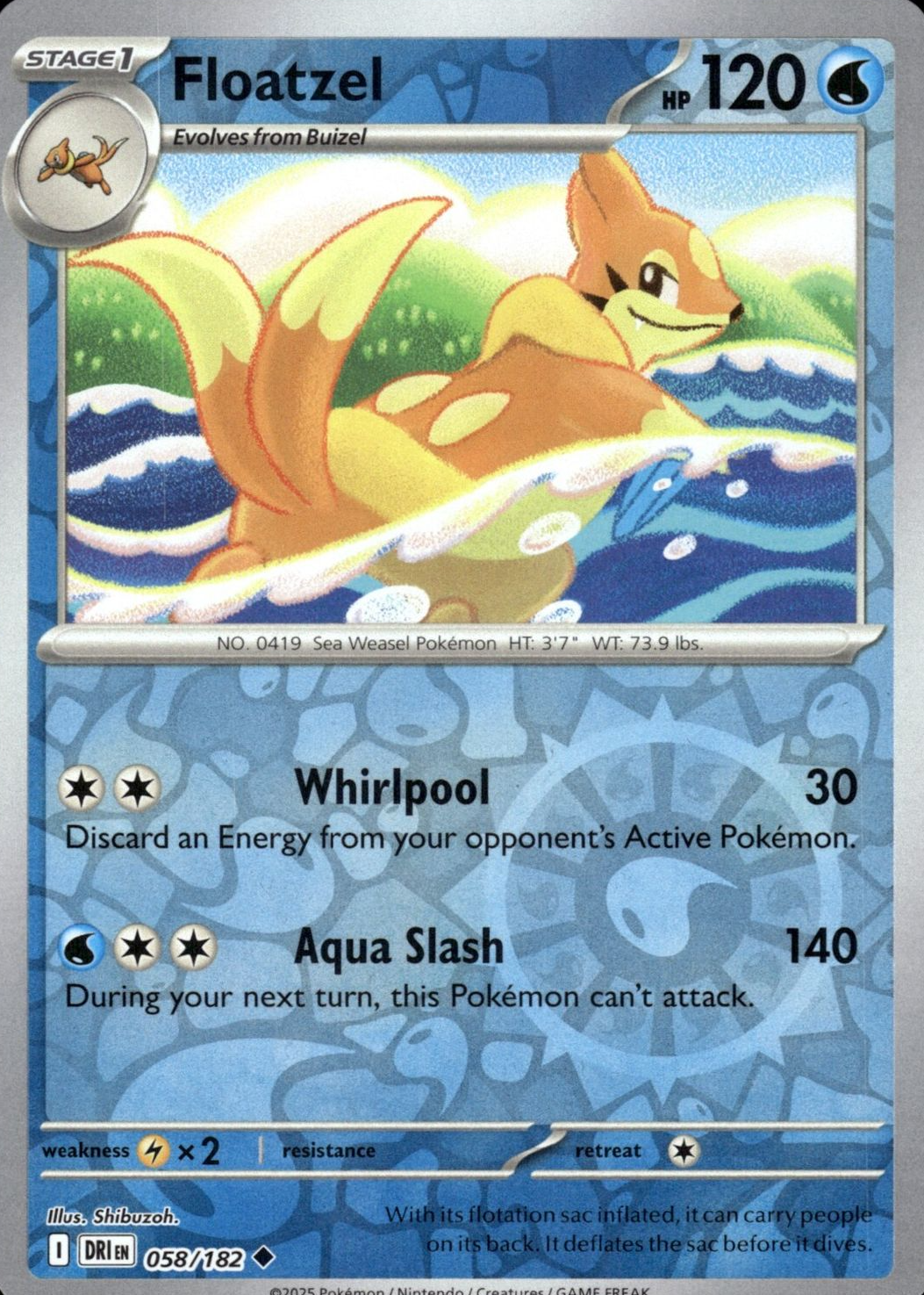 Floatzel 2025 Scarlet & Violet: Destined Rivals #058/182 Reverse Holo ...