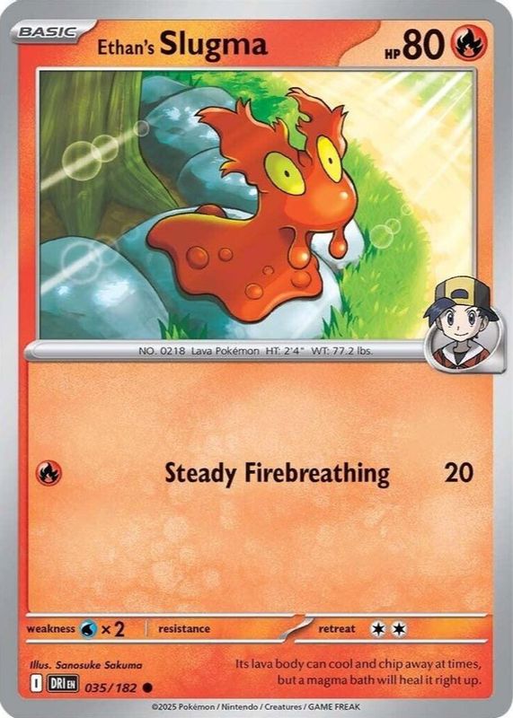 Ethan's Slugma 2025 Scarlet & Violet: Destined Rivals #035/182 Base RAW TCG (LIGHTLY PLAYED)
