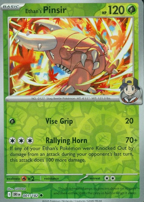 Ethan's Pinsir 2025 Scarlet & Violet: Destined Rivals #001/182 Reverse Holo RAW TCG (NEAR MINT)