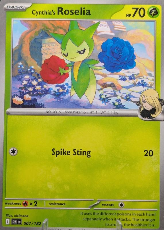 Cynthia's Roselia 2025 Scarlet & Violet: Destined Rivals #007/182 Base RAW TCG (LIGHTLY PLAYED)