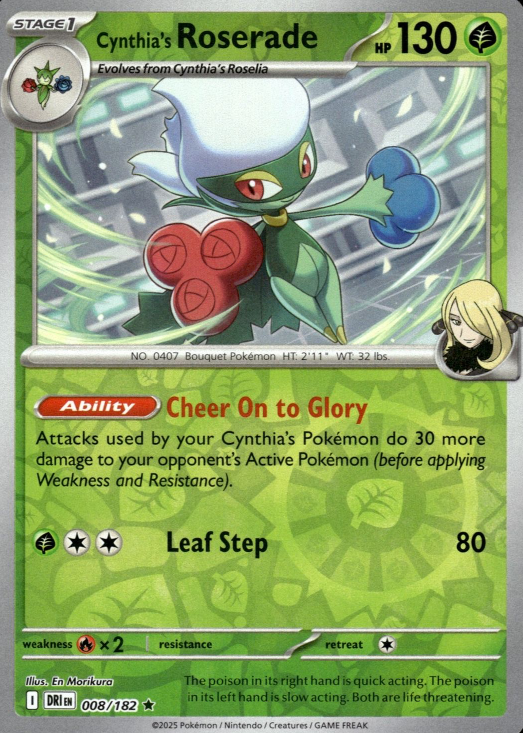 Cynthia's Roserade 2025 Scarlet & Violet: Destined Rivals #008/182