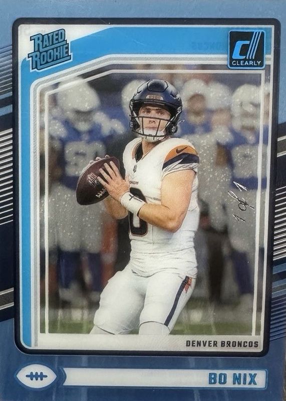 Bo Nix 2024 Clearly Donruss #56 Platinum /1 Rookie RAW