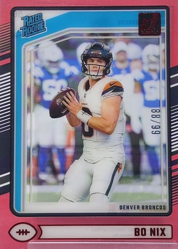 Bo Nix 2024 Clearly Donruss #56 Red /99 Rookie RAW