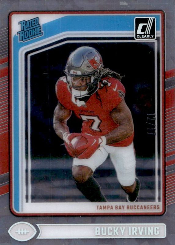Bucky Irving 2024 Clearly Donruss #86 Ice /17 Rookie RAW