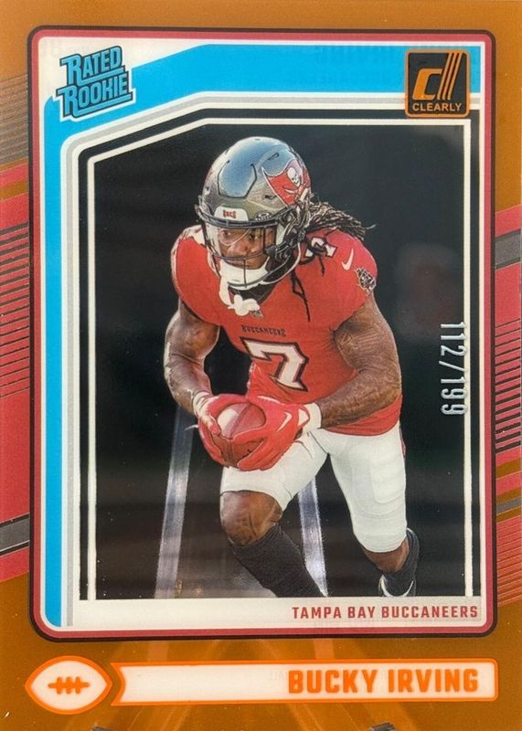 Bucky Irving 2024 Clearly Donruss #86 Orange /199 Rookie RAW