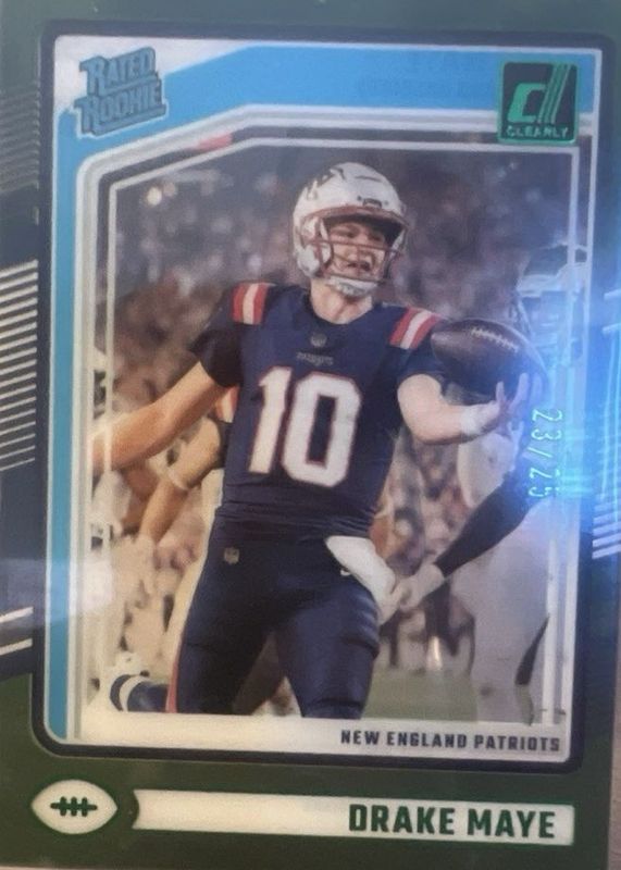 Drake Maye 2024 Clearly Donruss #53 Green /25 Rookie RAW