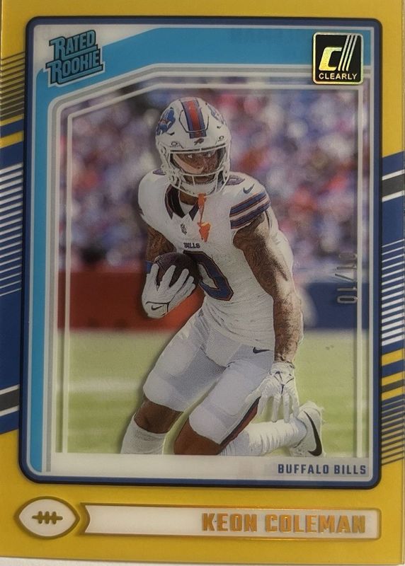 Keon Coleman 2024 Clearly Donruss #67 Gold /10 Rookie RAW