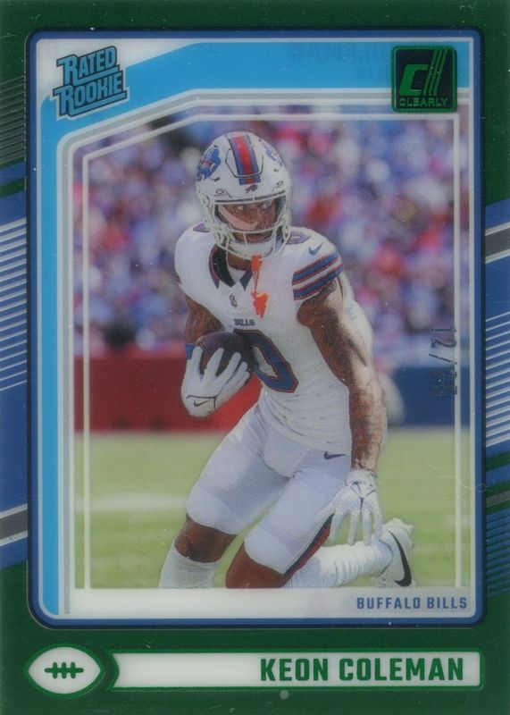 Keon Coleman 2024 Clearly Donruss #67 Green /25 Rookie RAW