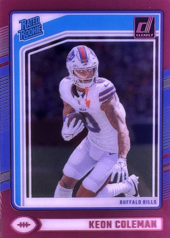 Keon Coleman 2024 Clearly Donruss #67 Pink Rookie RAW