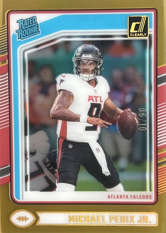 Michael Penix Jr. 2024 Clearly Donruss #59 Gold /10 Rookie RAW