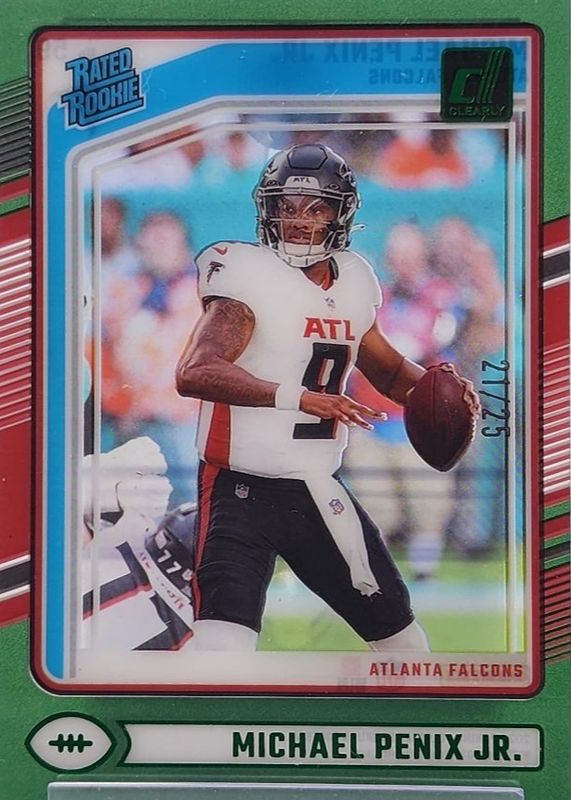 Michael Penix Jr. 2024 Clearly Donruss #59 Green /25 Rookie RAW